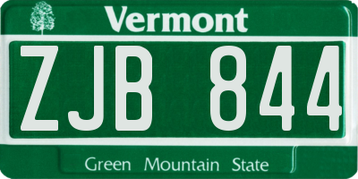 VT license plate ZJB844