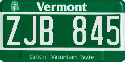 VT license plate ZJB845