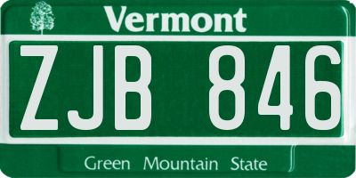 VT license plate ZJB846