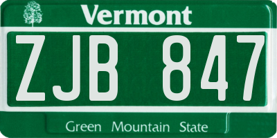 VT license plate ZJB847