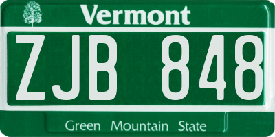 VT license plate ZJB848