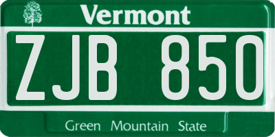 VT license plate ZJB850
