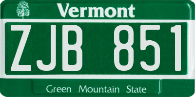 VT license plate ZJB851