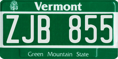 VT license plate ZJB855