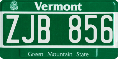 VT license plate ZJB856