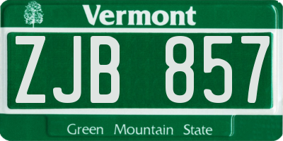 VT license plate ZJB857