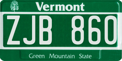 VT license plate ZJB860