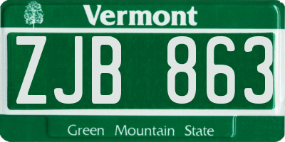 VT license plate ZJB863