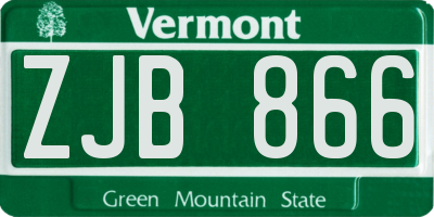 VT license plate ZJB866