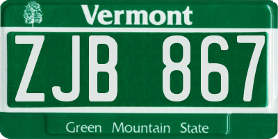 VT license plate ZJB867