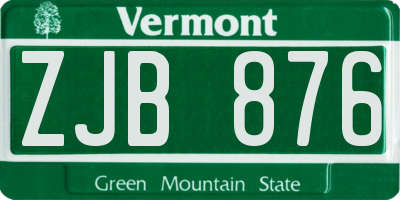 VT license plate ZJB876