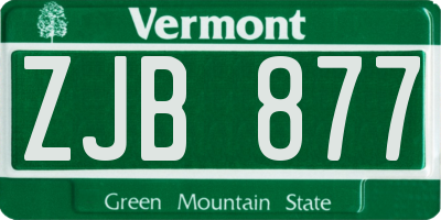 VT license plate ZJB877