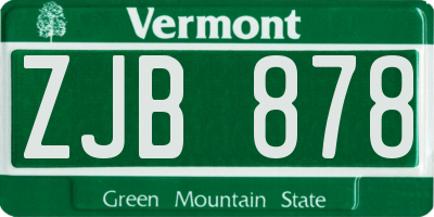 VT license plate ZJB878