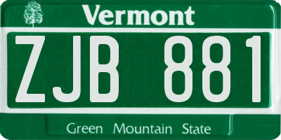 VT license plate ZJB881