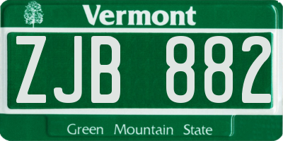 VT license plate ZJB882