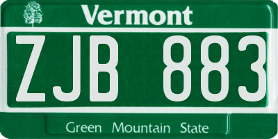 VT license plate ZJB883
