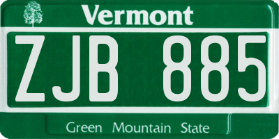 VT license plate ZJB885