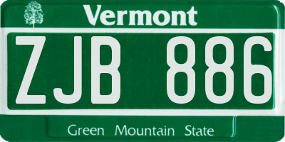 VT license plate ZJB886
