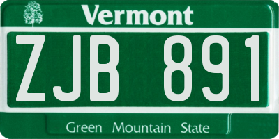 VT license plate ZJB891