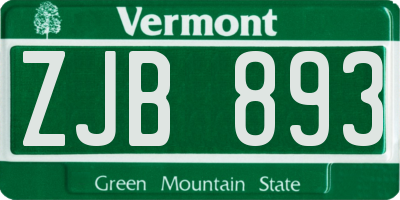 VT license plate ZJB893