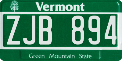 VT license plate ZJB894