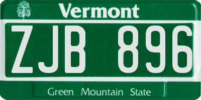 VT license plate ZJB896