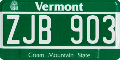 VT license plate ZJB903