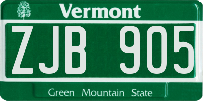 VT license plate ZJB905