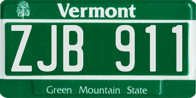 VT license plate ZJB911