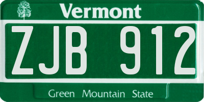 VT license plate ZJB912