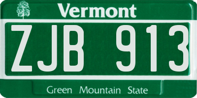 VT license plate ZJB913