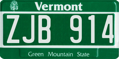 VT license plate ZJB914
