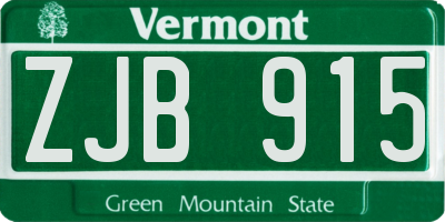 VT license plate ZJB915