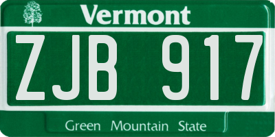 VT license plate ZJB917