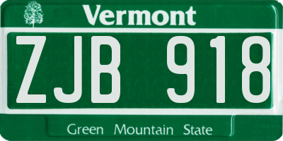 VT license plate ZJB918