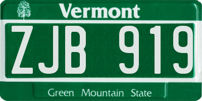 VT license plate ZJB919