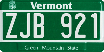 VT license plate ZJB921