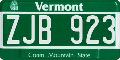 VT license plate ZJB923