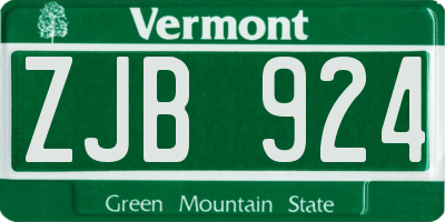 VT license plate ZJB924