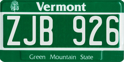 VT license plate ZJB926