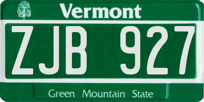 VT license plate ZJB927