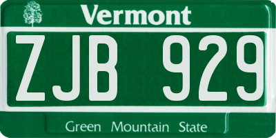 VT license plate ZJB929