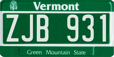 VT license plate ZJB931
