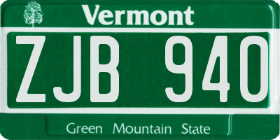 VT license plate ZJB940