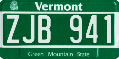 VT license plate ZJB941