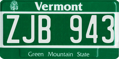 VT license plate ZJB943