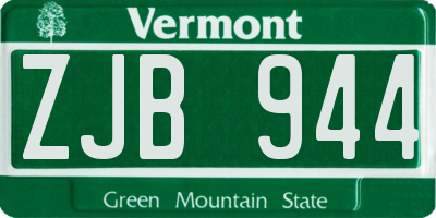 VT license plate ZJB944