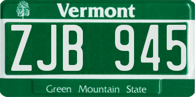 VT license plate ZJB945