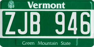 VT license plate ZJB946