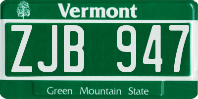 VT license plate ZJB947
